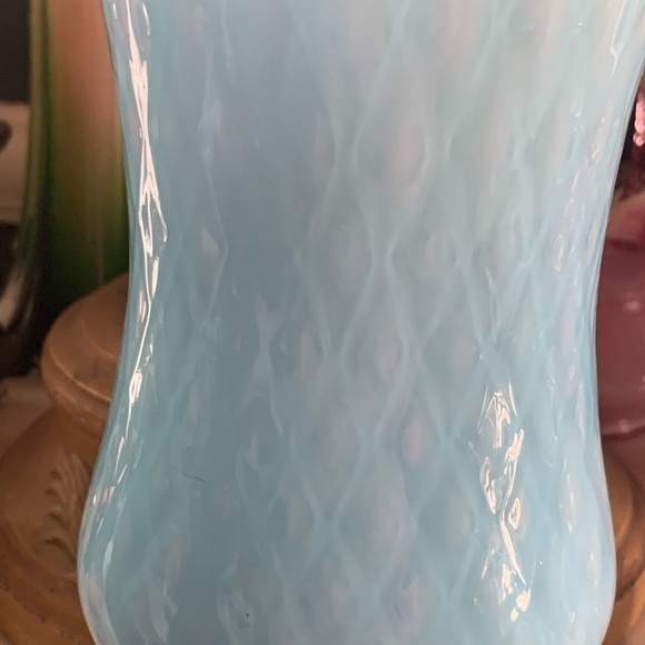 Vintage Blue Diamond Pattern Vase/Glass - Picture 2 of 4